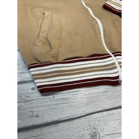 MacGregor 70s-80s Zip Up Track Court Tennis Sweater Jacket Beige Burgundy Small - Picture 6 of 13